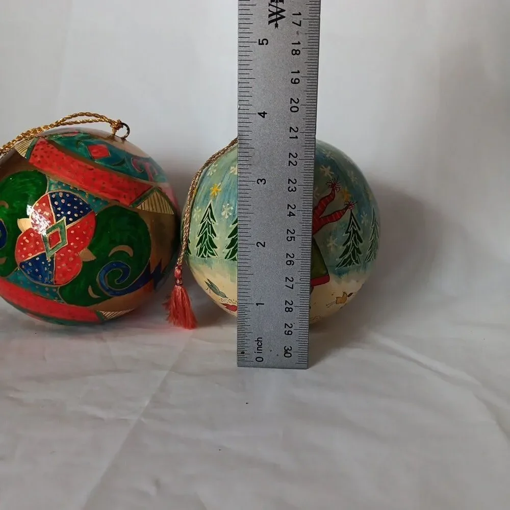 Traditional Hand Painted Ornaments From India Large 4in Christmas Tree Gnome